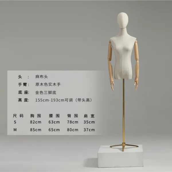 행사용 마네킹 전신 상반신 여성 남성 가봉용 행상 판촉 옷가게디피, 단단한 나무 손 황금 철 삼각형 리넨 머리
