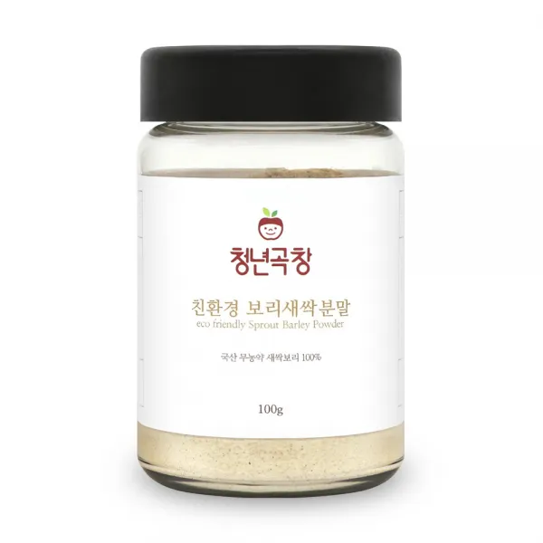 청년곡창 친환경 새싹보리 분말 가루 100g 네이버 건강분말 랭킹1위제품. 뿌리까지 갈아넣은 국산 보리순 100%, 1개, 아이보리 100g