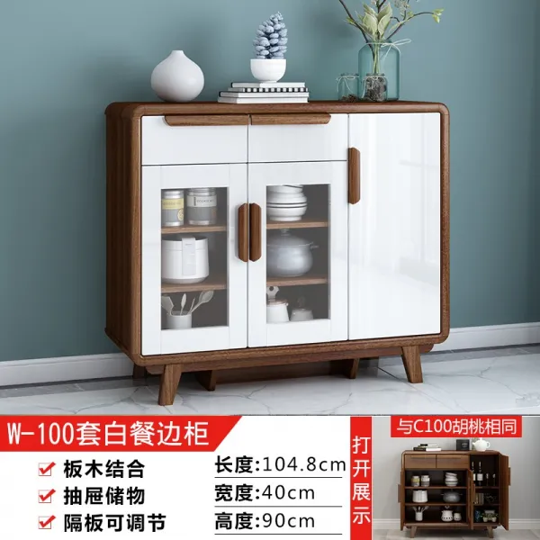전자레인지 중국스타일 식탁 모던 심플 원목 찻물 그릇수납장 술장 주방 사물함, T14-W-100세트 공밥 사이즈장(포장한), C02-3문