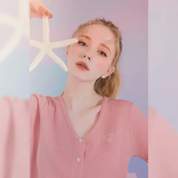 세중종합상사 MG 작은상 페블럼라인 여성 여름 스위트 쇄골 노출 얇은가디건 반팔 상의