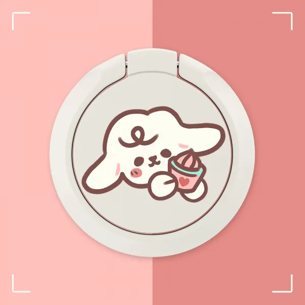 Jun.08 5번 휴대폰 거치대 귀여운 캐릭터 케이스 거치대 반고리 아이보리 남녀 커플 ins 게으름뱅이낙착방지식 회전 셀카 추극 마그네틱 토끼 낱개Z, 5_[아이보리 - 복숭아 꿀단지 양 지지대] 컬 렉 션