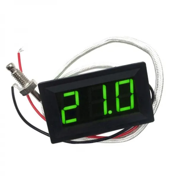 조사 -30~800C 온도를 가진 파랗고/녹색/빨간 LED DC12V 디지털 온도계, 녹색, {