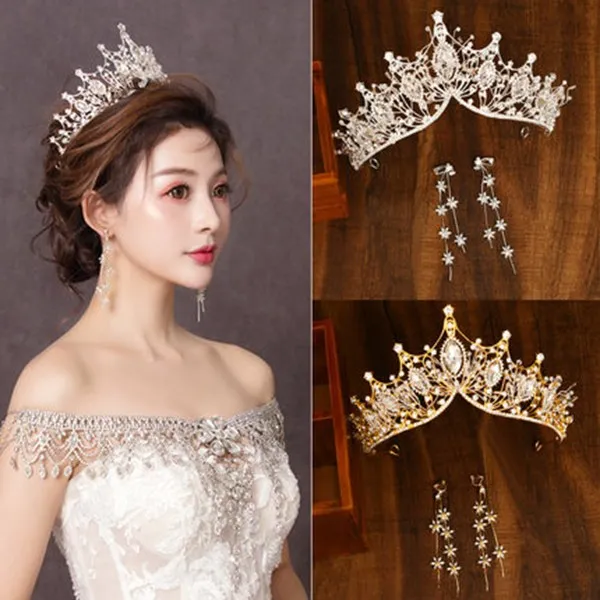 mintreeshop 웨딩헤어장식 웨딩왕관 왕관머리 신부 액세서리 럭셔리 초선삼계 웨딩 헤어 프린세스 2020