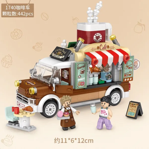LOZ 신품 미니 작은 알갱이 지능계발 블로킹 룩블록 피자 차커피 차량 진열대 할당함 차놀이터 완구, 1740 커피 차