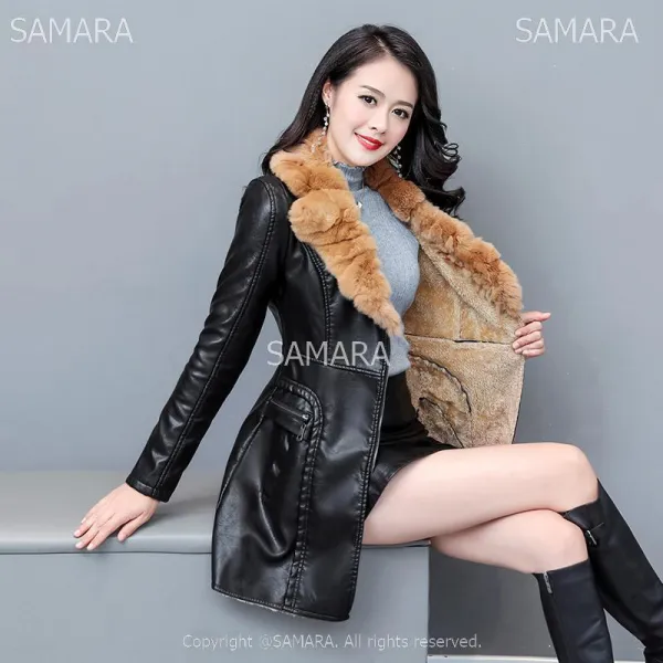 Qterra 특허브랜드 P190107206 가죽 무스탕 페이크퍼 자켓 코트 미디