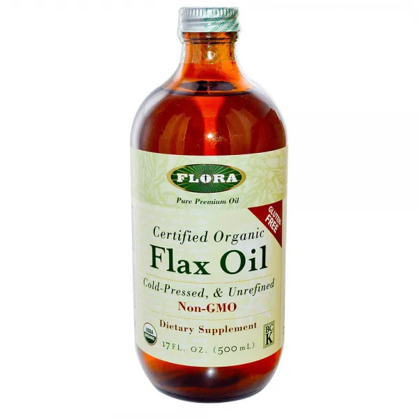 Flora 플로라 유기농 인증 플랙스 아마씨 유 오일 500ml Certified Organic Flax Oil 17 fl oz, 1개