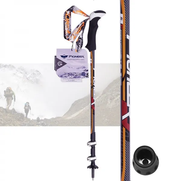Piomeer Walking Trekking Poles Alpenstock 조정 가능한 알루미늄 합금 텔레스코픽 등산객 하이킹 스키 스틱 1pair Rose