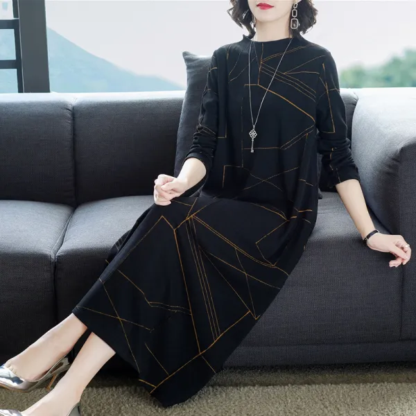 블랙바바 여성 루즈핏 니트롱원피스 빅사이즈19092810