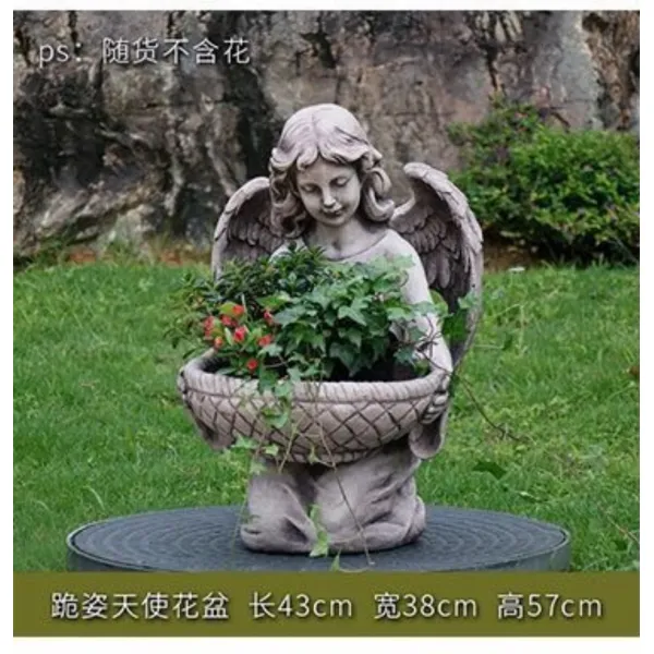 정원 천사 원형 화분 야외데코 로마식 조각상 예술 화분 유럽식 마당 인테리어, 천사 화분