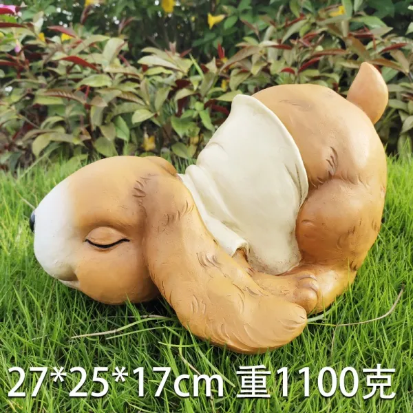 와이유 토끼소품 크리에이티브 캐릭터 수돗개 토끼 소품베란다 가든 쁘띠, 갈색 엎드린 토끼