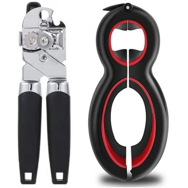 보틀 캔 및 Jar Graph 오프너 2팩 3 In 1 및 6 In 1 멀티 키친 공구 세트 어린이 손약자 및 관절염 노인을 위한 Lid Seal R 단일옵션