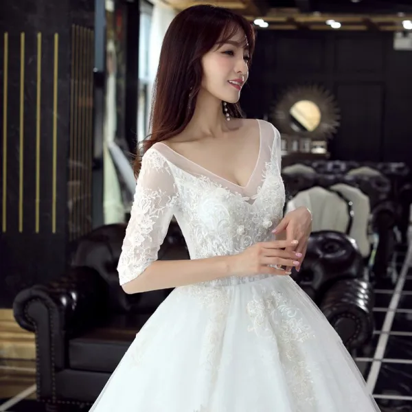 A-ROBOT 빅사이즈 더우인스타 중팔 V넥 임부 A라인 웨딩드레스