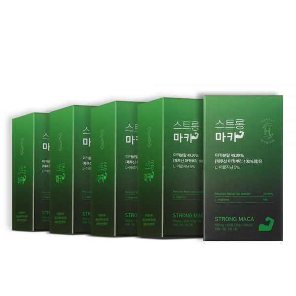 어니스트뉴트리션 스트롱 마카 60정 1일 2정 섭취로 충분한 압도적 리얼 함유량(식약처 허용 최고치 49.9%), 5개, 550ml/60정