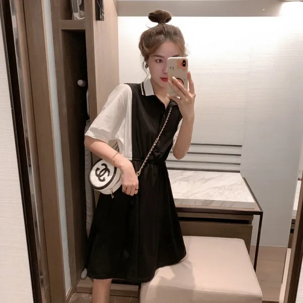 2019 유행 여성 귀여운 원피스 낟알 원피스 여자 2019 샤 폴로 학원 스커트 감미롭고