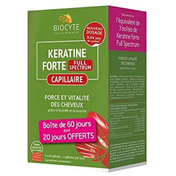 Biocyte-Keratin Forte Full Spectrum-이 함유 된 식품 보조제 알팔파 및 말꼬리 추출물 비타민 미네랄 120, 단일상품, 단일상품