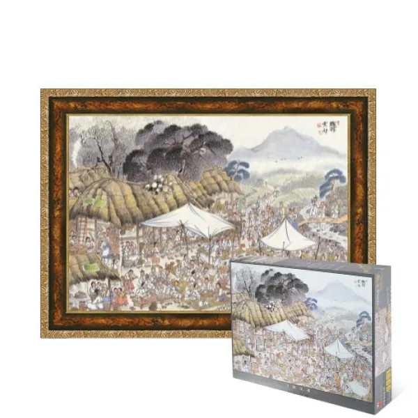 퍼즐피플 주막풍경 1000피스 동양화 풍경 직소퍼즐, 액자포함(엔틱골드), 1000p