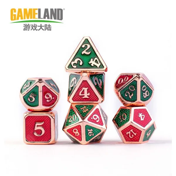 대륙 금속 다면 7낟알 1커버 DICE 구주단 디지털 블루조 와 땅 헤엄치다 20 소쿠리, 체크 바탕무늬 레드 구리 라인 레드