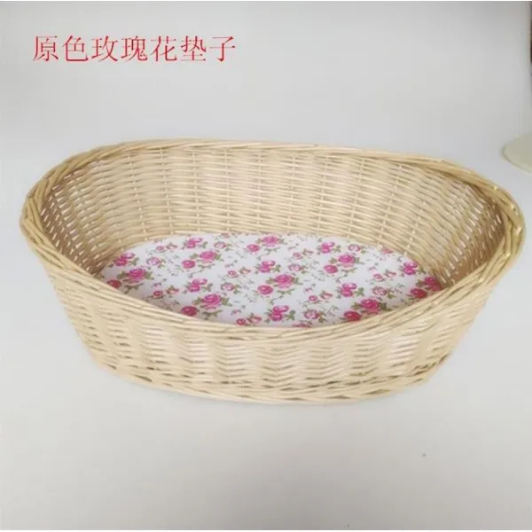 반려동물 둥우리 뜨개질 사계절 대나무 등나무 엮음 유편 통용 고양이 굴은 내구성이 좋고 친환경적이며 견고한 물세탁이, 원색 추가 면