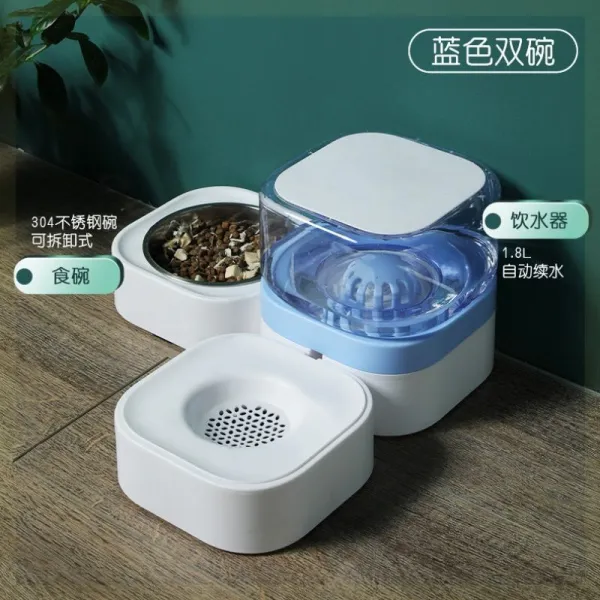 먹이를주다 자동 물그릇 밥 빅O 용량 고양이 갈 강아지용 물마이기 개가, 공작 블루 （자동 물을 먹이다 _먹이