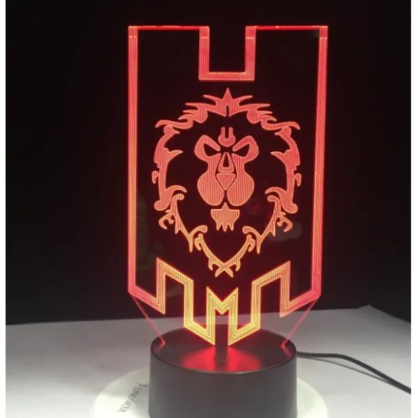 해외직구 LED World of Warcraft 3D LED Lamp 원격 제어 야간 조명 USB 테이블 램프 어린이 선물에 대한 동맹국 표시, Remote Control, Model 3