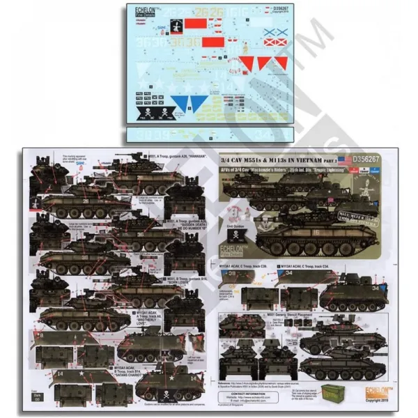 쉴론 1/35 미군 베트남 전쟁에 파견 된 제 12 기병 연대 제 4 연대의 M551과 M113 2 부 프라 모델 용 데