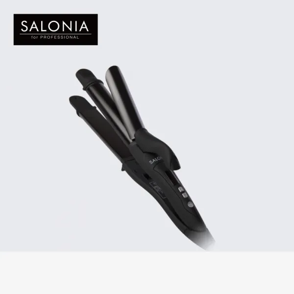 SALONIA 봉 고대기 직권투웨이 머리상하지 않는 전기 권봉 큰 권 에그롤 헤드 물방울누늬 32MM, SL2AB 블랙