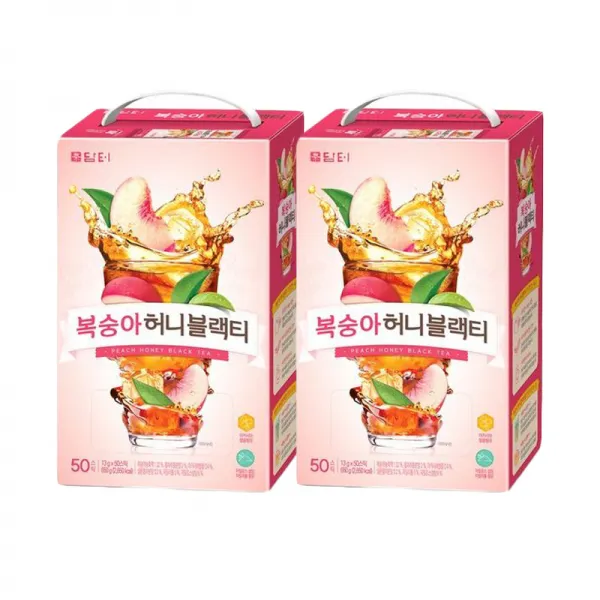 담터 복숭아 허니블랙티 100t 50tx2개 