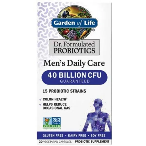 Garden of Life Dr. Formulated Probiotics 남성 데일리 케어 400 억 30 캡슐 CFU 15 균주 결장, 단일상품, 단일상품