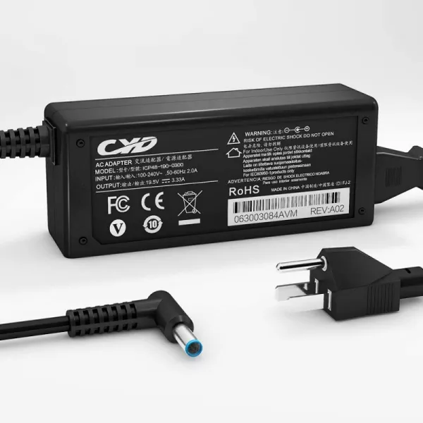 QYD 19.5V 3.33A 65W[급속도 AC어댑터]충전기 대응 HP노트북 HP Pavilion Sleekbook TS 14-K031tx M6-N01, 1