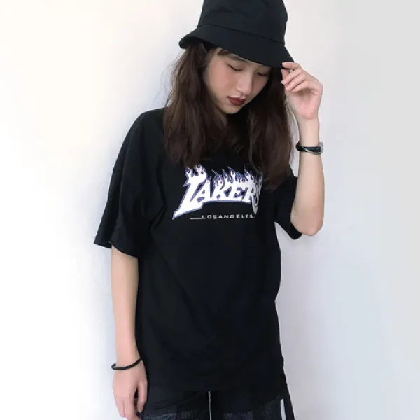 해외발송 디포이 원창조판불꽃티셔츠 연명호인 복고