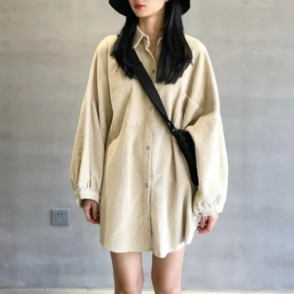 kirahosi 모던 여성 코듀로이 셔츠 골덴 남방 캐주얼 캠퍼스 96호+덧신증정 APl2sp4l