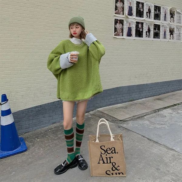 실사 나른하다 넉넉하다 복합 양털 보온 맨투맨