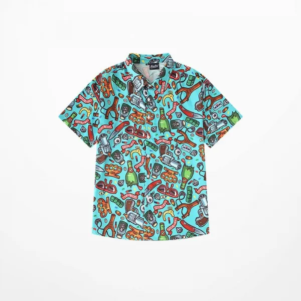 Kirahosi 여름 남자 트렌드 2019년 반팔 셔츠 홍콩스타일 94호 Wdqxia