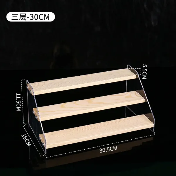 다용도수납케이스 소형 마음이 놓이다 수납함 전시함 목제 탁상 틀 인형 피규어 4732500375, 3단 30cm 와이드