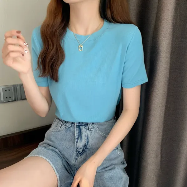 썬구매대행 슬리브티 봄 30 색깔 도급이다 너 1 전체 의 라운드넥 솔리드 여성