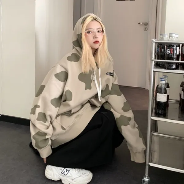 해외출고상품 여성 기모 티셔츠 긴팔 티셔츠 캐주얼 티셔츠후드 기모 ins 봄가을 겨울 루즈핏 -44190