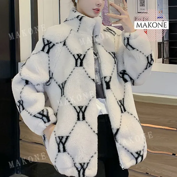 Makone 상표등록 폴리스자켓 후드 여자 아우터 겨울 양털 집업 후리스 뽀글이 벨벳 여성 상의 빅사이즈