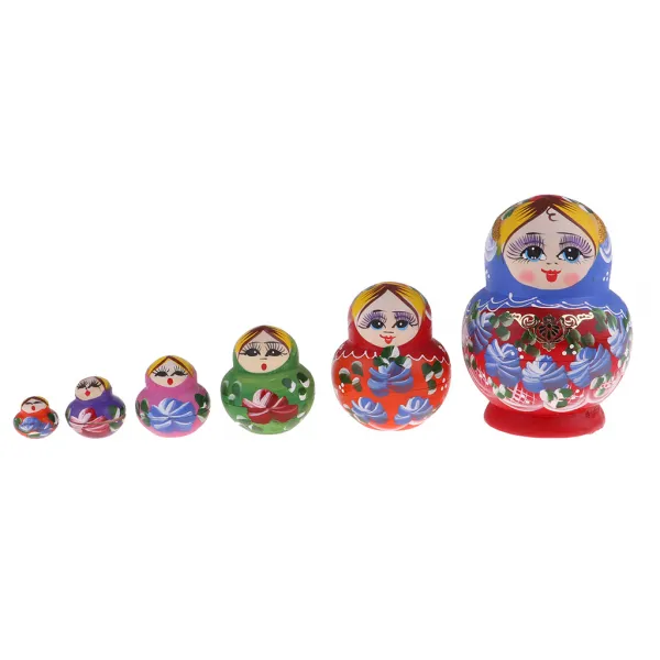 STK손으로 색칠 된 러시아어 중첩 인형 나무 Matryoshka 인형 10 조각