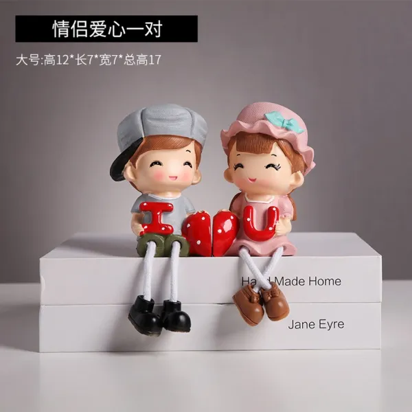 유니콘 홈카페 홈 창조적 인 책 데스크탑 작은 장식 장식품 귀여운 소녀 심장 그물 레드 침실 방 배열 개체, 커플 (2)
