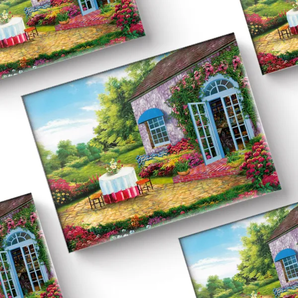 PPEAT 사은품 + DIY 액자형 보석 십자수 캔버스 타입 40X50 원형볼 200종 히트상품 급속배송, 1세트, ET077.숲속 뒤뜰