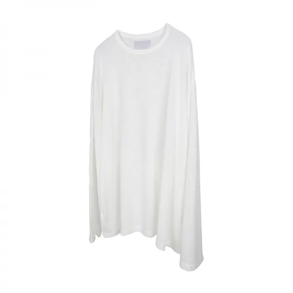 여섯 긴팔 이너셔츠 앉아서 까먹다 OVERSIZED 라운드넥 레쉬 시 화이트 남자 이너티셔츠 소매 T
