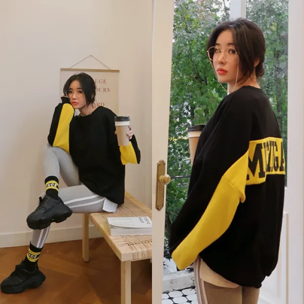 스위트바니 여성용 티셔츠 기모컬러라인미시간