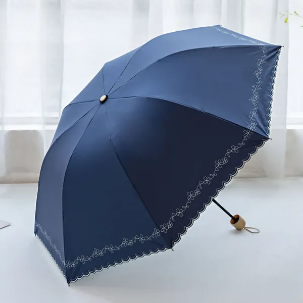 전자동 선우산 선셋 앤티크 심플 파라솔 여 자외선 차단 스마트 휴대용 투, 클래식 수동 타입 mdash네이비블루