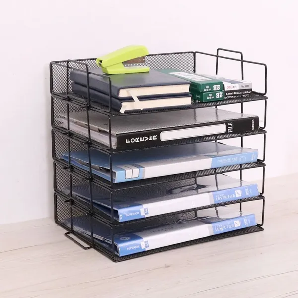 공간박스 빗 심플 모던 코너 더블층 3층 층분리 격자체크 사무실수납대 선반 사무실테이블 수납 조립, T01-횡흑 1단