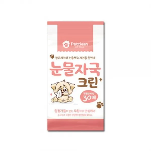 [AIZ_4104486] 펫크린 애견 눈물자국크린 물티슈 30매 3개 애견눈물자국크린티슈 애견눈위생티슈 애견눈잡균제거티슈 애완견눈위생티슈 애완견눈물자국티슈