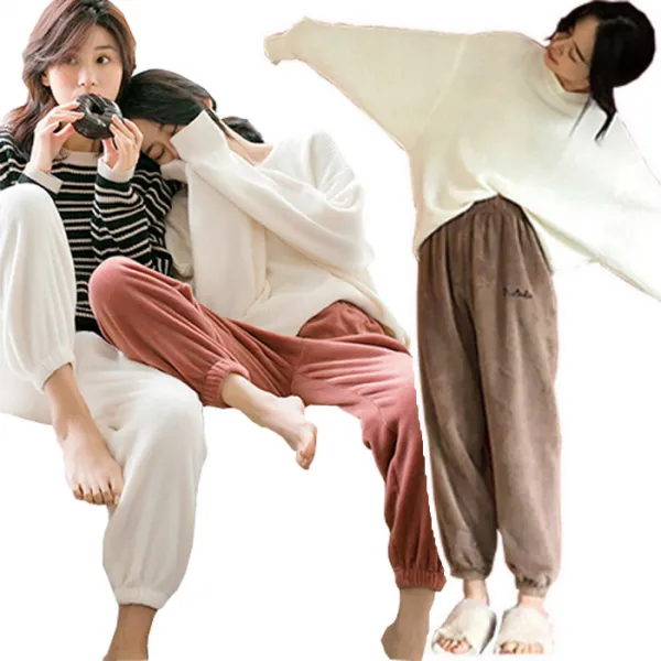 루아유니 2+사은품(고탄력스타킹) 오버핏 융털 마약 수면바지