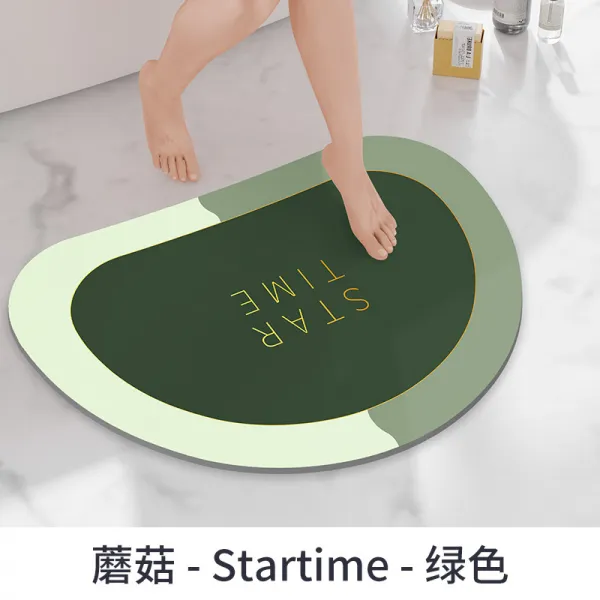 욕실발판 규조토 소프트매트 흡수매트 화장실 문앞매트 미끄럼방지 욕실 발매트 화장실매트, C04-6090물이 건너다 노라인 일거에 깨끗해지다, T04-머쉬룸-Startime-그린색
