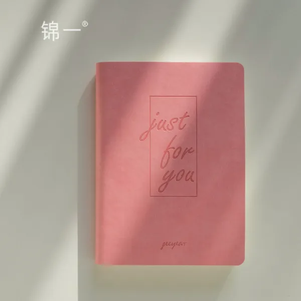 심플 A5 메모장 막일꾼 작문 기예 대 서예용붓말이 자 장부책 보관파일 발췌장 회의를 기억하기 쉽다 기록된 소프트레더, 라이트 분홍 （justforyou ）
