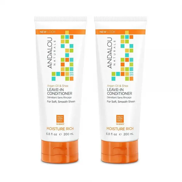안달로우스 내츄럴스 Andalou Naturals Argan Oil Plus & Shea Leave-In Conditioner 아르간 오일 시어 컨디셔너 6.8 Fl.oz(200ml) 2팩, 1세트