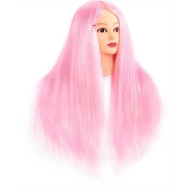 페이크 인 머리카락 생머리 배우다 위빙 집게핀 의 세련되다 헤어컬 가발 연습용 운전대, 1, 70% 생머리 핑크 화장하다 _경조용